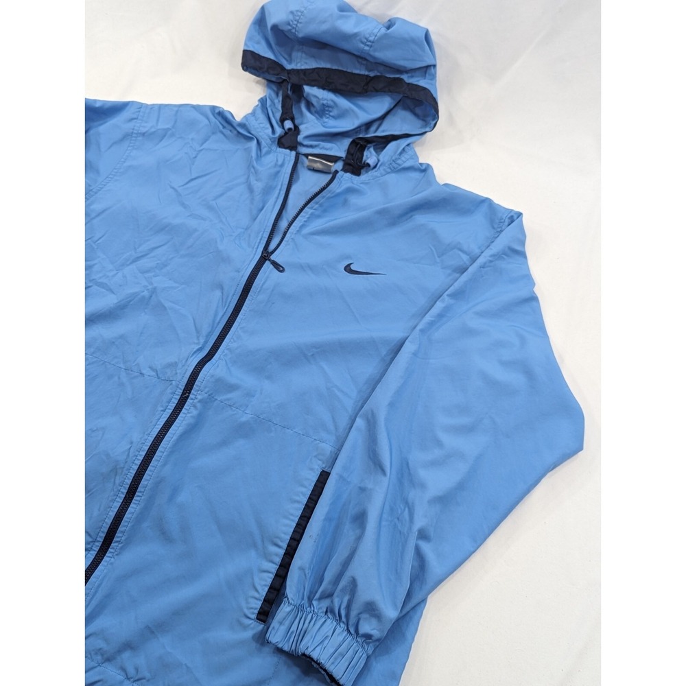 Vintage 90s Nike Silver Tag Y2k Windbreaker Pullover Run L Jacket Blue 1/4 Zip